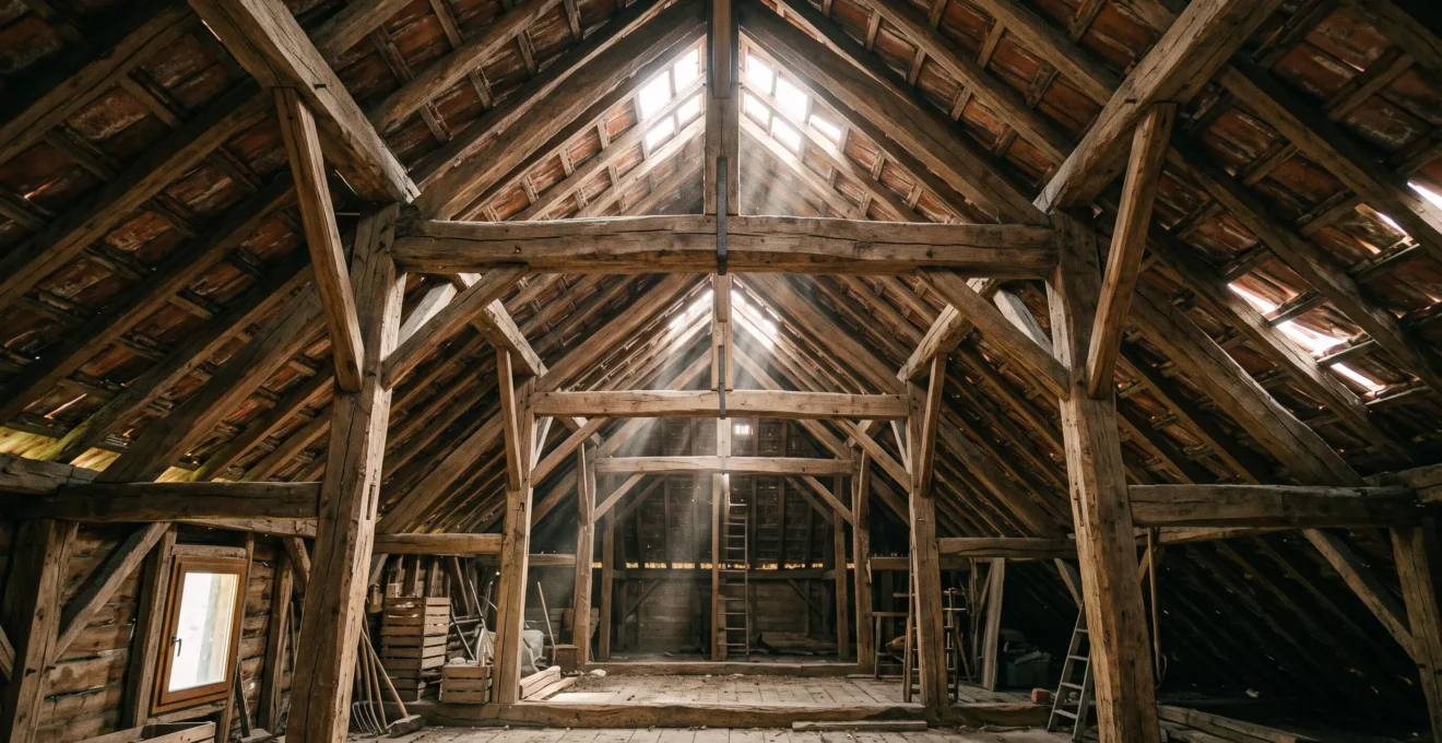 Système de ventilation naturelle dans les combles d'une maison avec lumière traversant les ouvertures d'aération